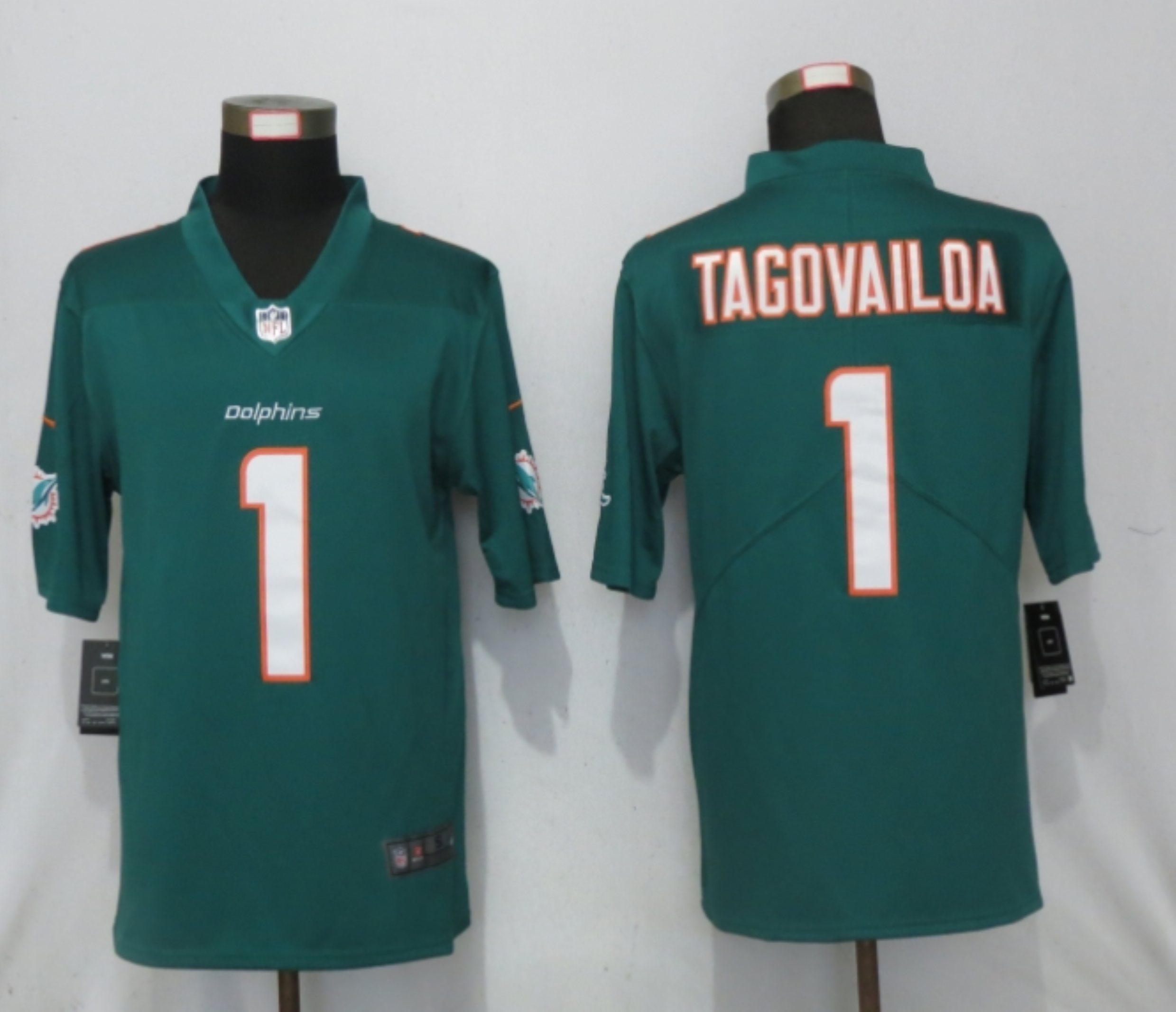 Men New Nike Miami Dolphins 1 Tagovailoa Green 2020 Vapor Limited Jersey